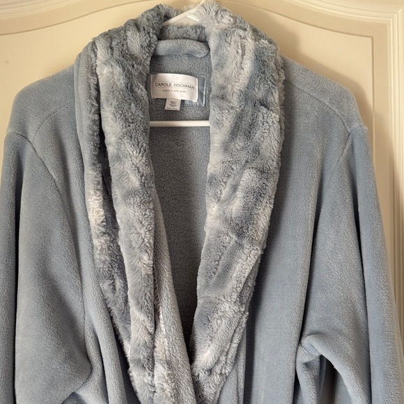 Midnight by Carole Hochman Soft Light Blue Robe with Plush Trim - Picture 2 of 3